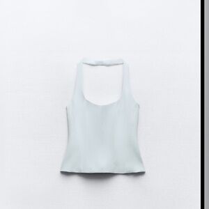Zara Fitted Halter Top - Pastel Blue - Blogger’s Fave